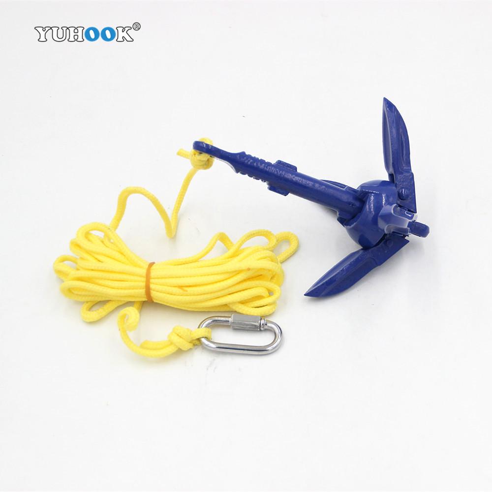 YUHOOK Folding Anchor Kit for Inflatable Kayak, Dinghy, Assault Boat, Fishing Boat with Black Bag