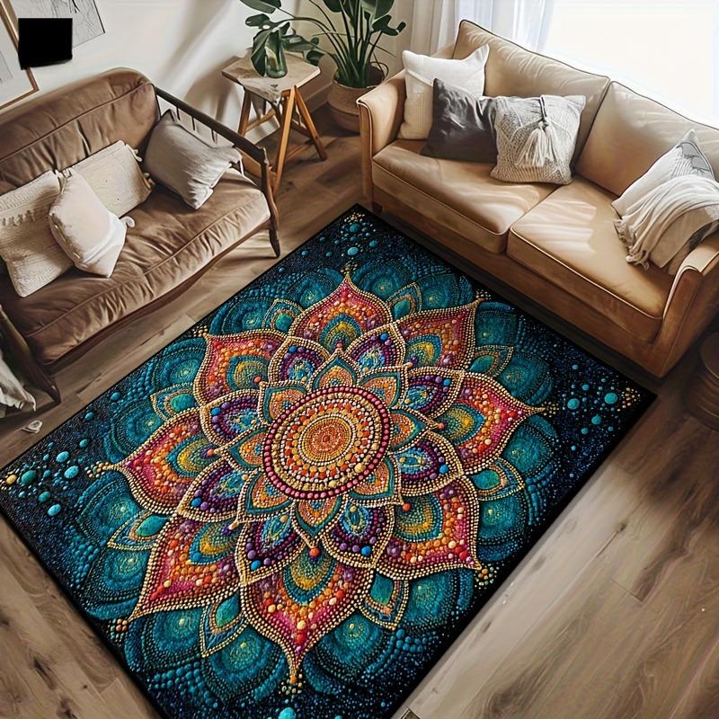 Mandala Pattern Carpet, Suitable for Living Room, Bedroom, Office, Home Decoration, Bohemian Home Decor, Artistic Pattern