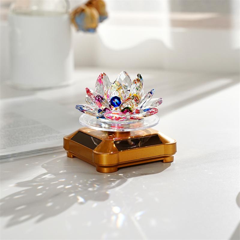 Luxury Crystal Lotus Decor Sparkling Feng Shui Car Ornament Elegant Crystal Accent Feng Shui Lucky Ornament for Car & Home Gifts