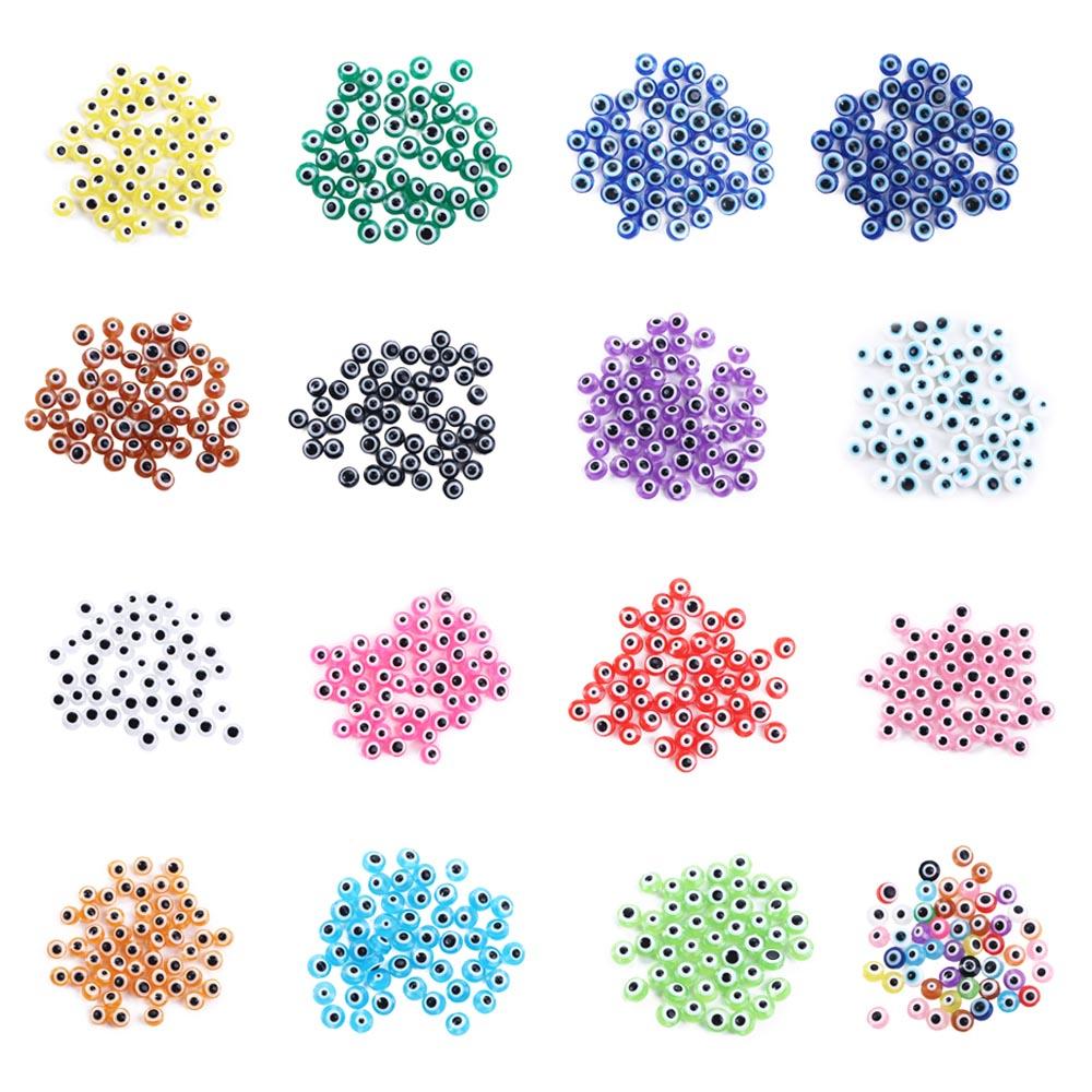 For Necklace Earrings Jewelry Making Accessories DIY Crafts Oval Shape Spacer Beads Demon Eye Beads