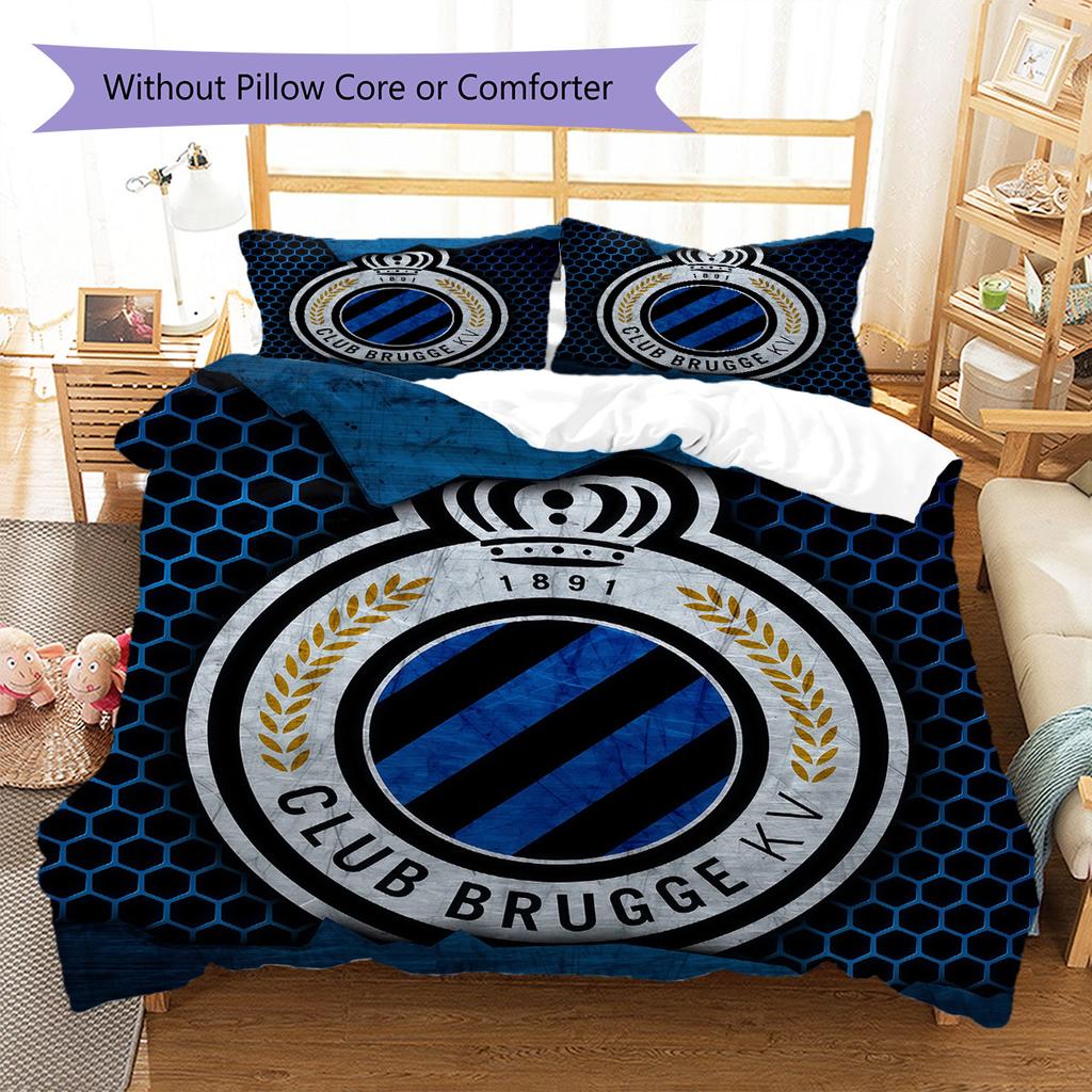 Club Brugge KV Pattern Bedding,Quilt Set Quilt Cover Pillowcase Home Birthday Gift(1 * duvet cover + 2 * pillowcase, without core)