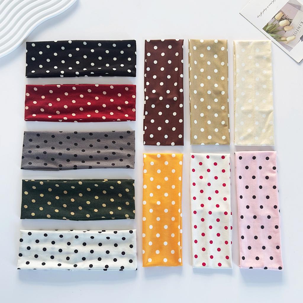 New Polka Dot Yoga Elastic Hair Band Fashion Polka Dot Makeup Headband Hair Accessories Sports Fitness Sweat-absorbent Headband