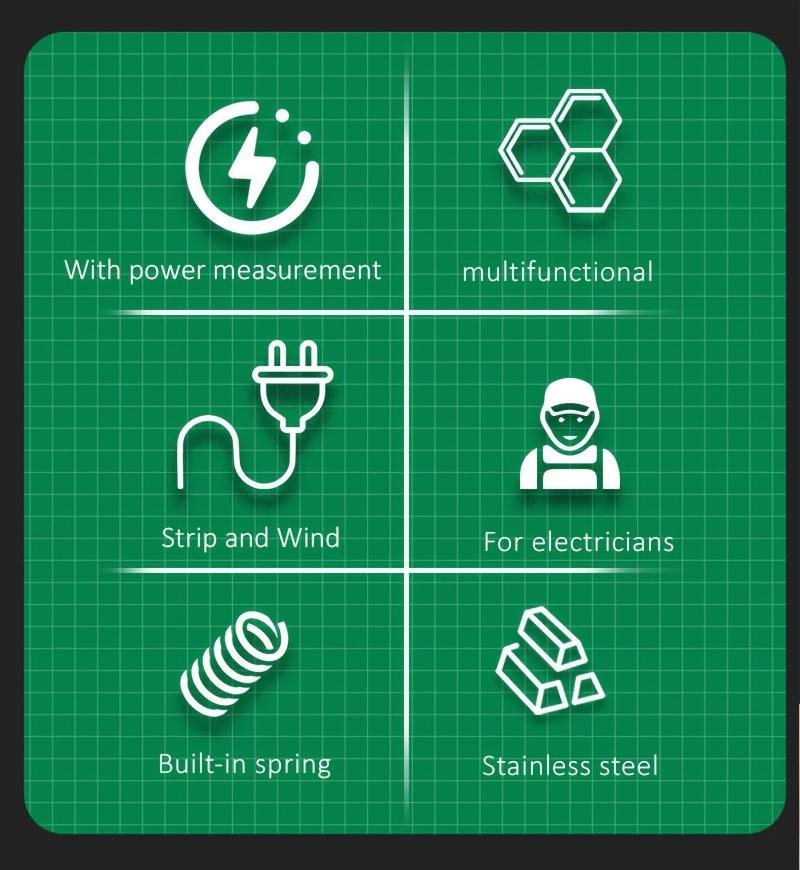 Electrician‘s Plier 8-in-1 Multi-Functional Wire Stripper Scissors With Electrical Test Non-slip Wire Stripping Pliers