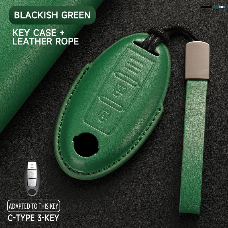 Schlüsseletui aus echtem Leder für Nissan Qashqai 2022 J12, Ariya, Altima, Teana, Juke, X-Trail (Schutzset)