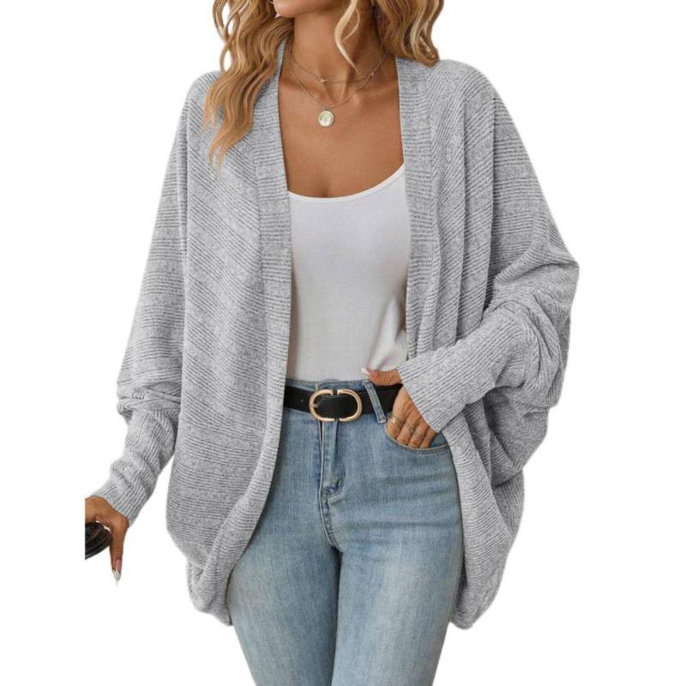 Women New Arrival Solid Medium Length Knit Cardigan, Autumn Winter Casual Open Front Knitted Sweater