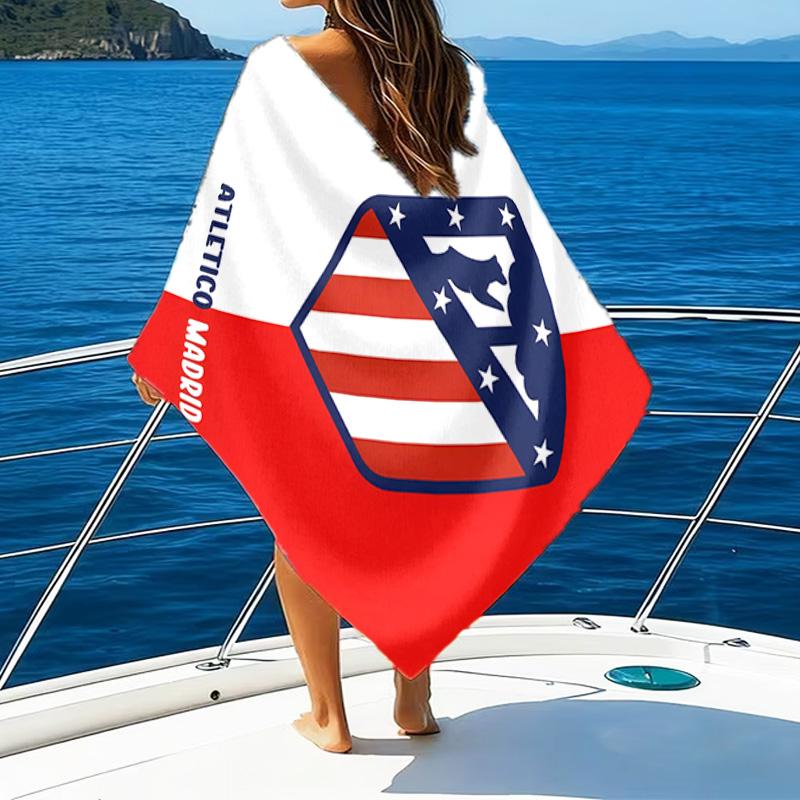 1pc Atletico Madrid Beach Towel, Beach and Seaside Swimming Pool Equipment, Fashion Pattern, Rectangular, Travel Essentials