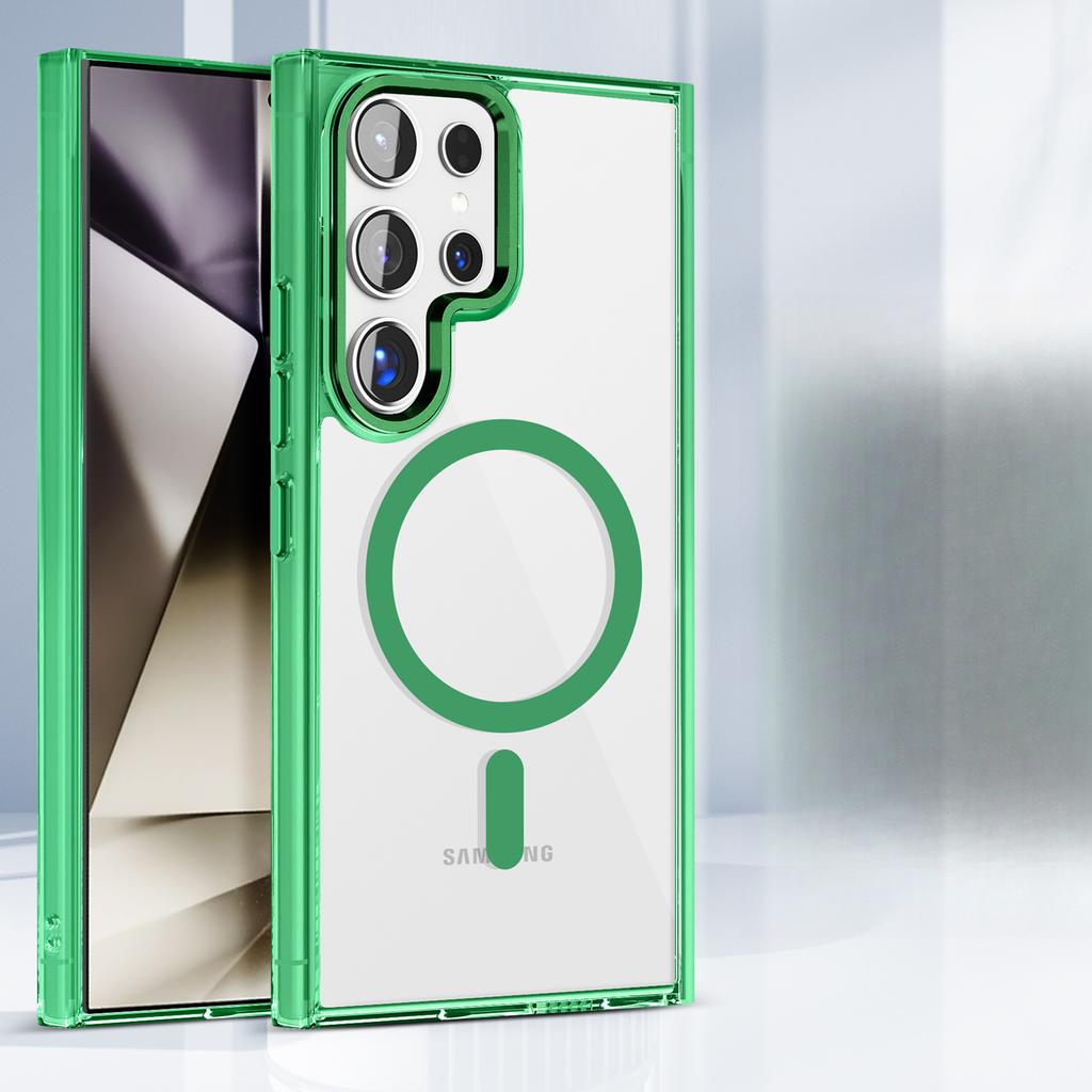 The Samsung S25Ultra Ice Color Transparent Magnetic Charging Phone Case Is Compatible with The S24FE Shockproof A16 Foreign Trade Protective Case