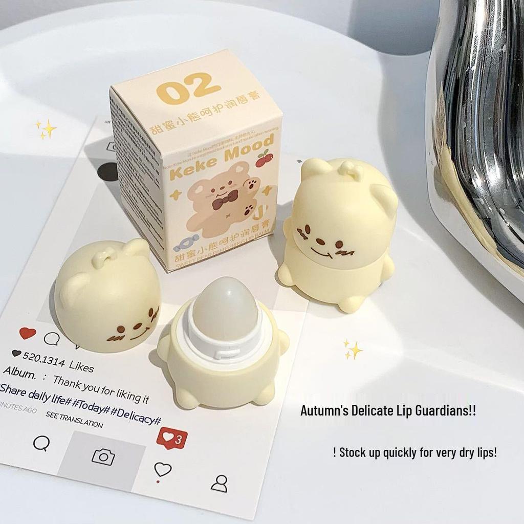 Kekemood Bear Peach Lip Balm: Moisturizing, Nourishing, Hydrating, and Reduces Lip Lines.