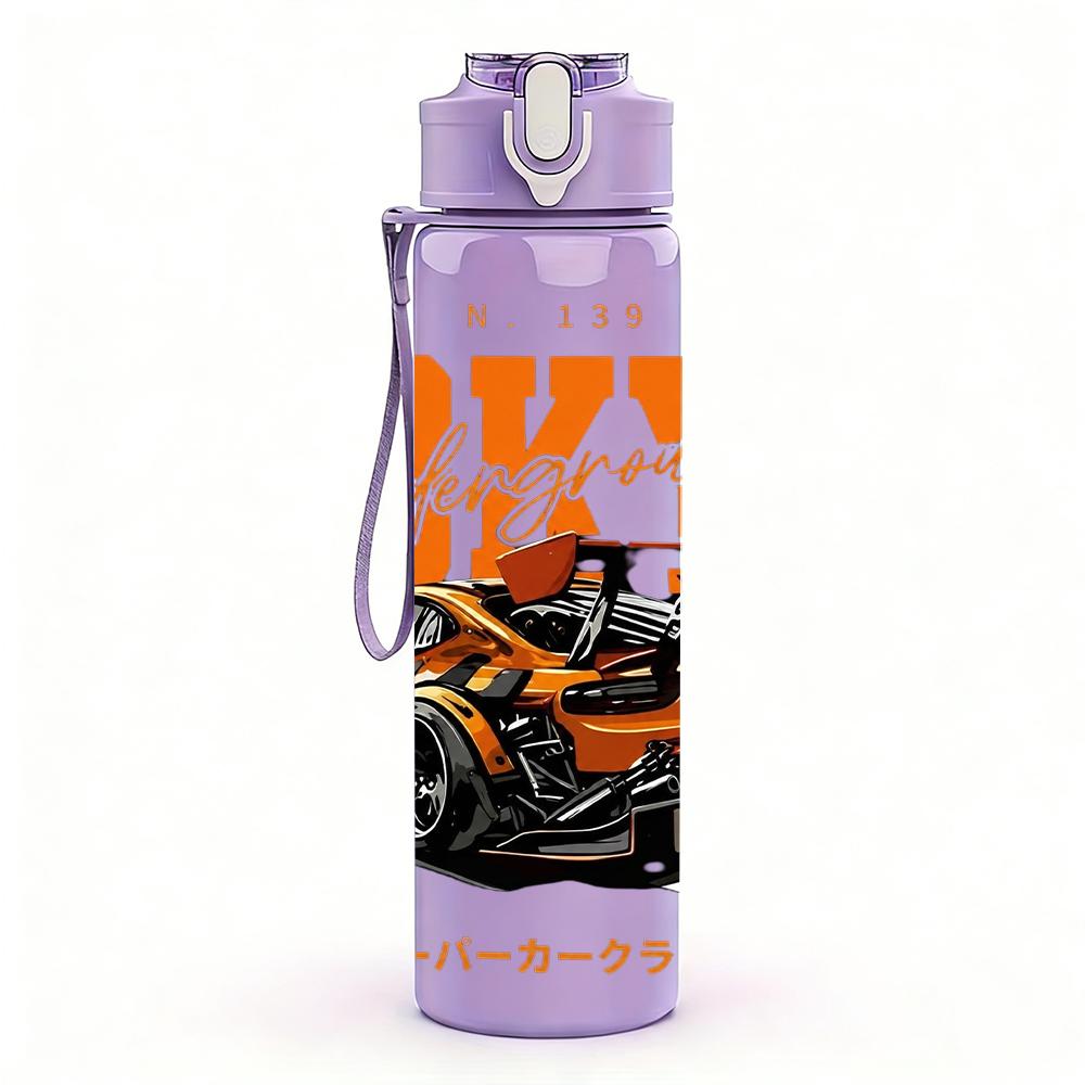 1PC Tokyo Orange Race Car Layout 750ml Color Plastic Water Bottle Leakproof Flip Straw Lid For Sports Office Home Use