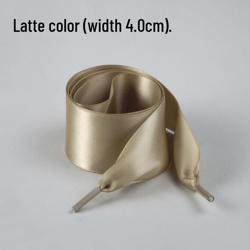 Silk Ballet Style Wide Flat Shoelaces with Bow, Suitable for Wide Holes In White or Black
