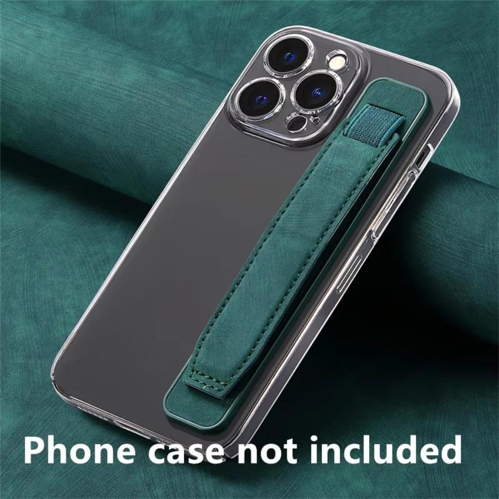 New Wristband Phone Finger Grip Strap Telescopic PU Leather Cell Phone Holder Self-adhesive Bracket for Most Smartphone