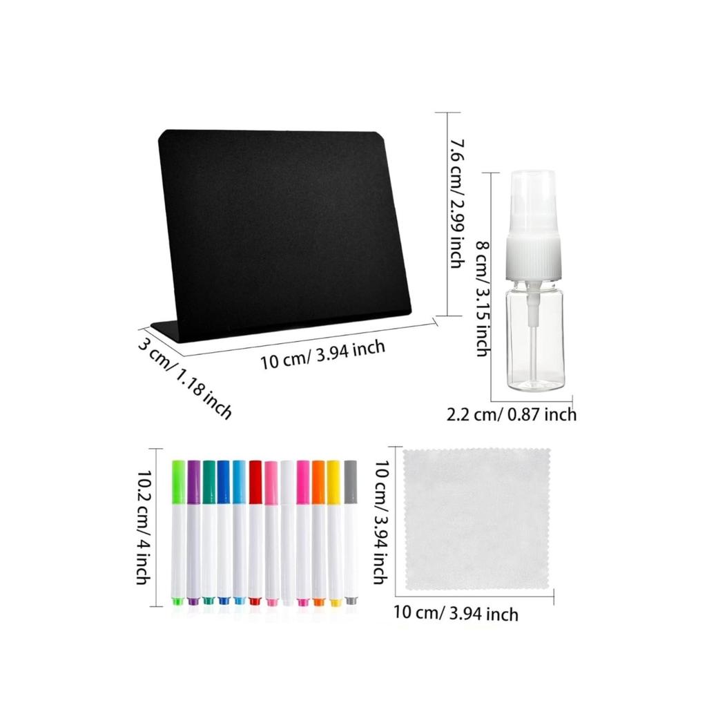50 Pieces Mini Chalkboard Sign Includes Marker and Spray Bottle Table Tent