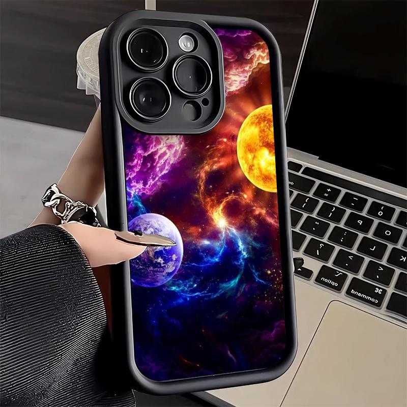 Phone Case for iPhone 17 Air 16E 15 16 Pro Max Earth Stars Space Universe Cover 14 Plus 13 12 Mini Soft Shell Silicone Fundas