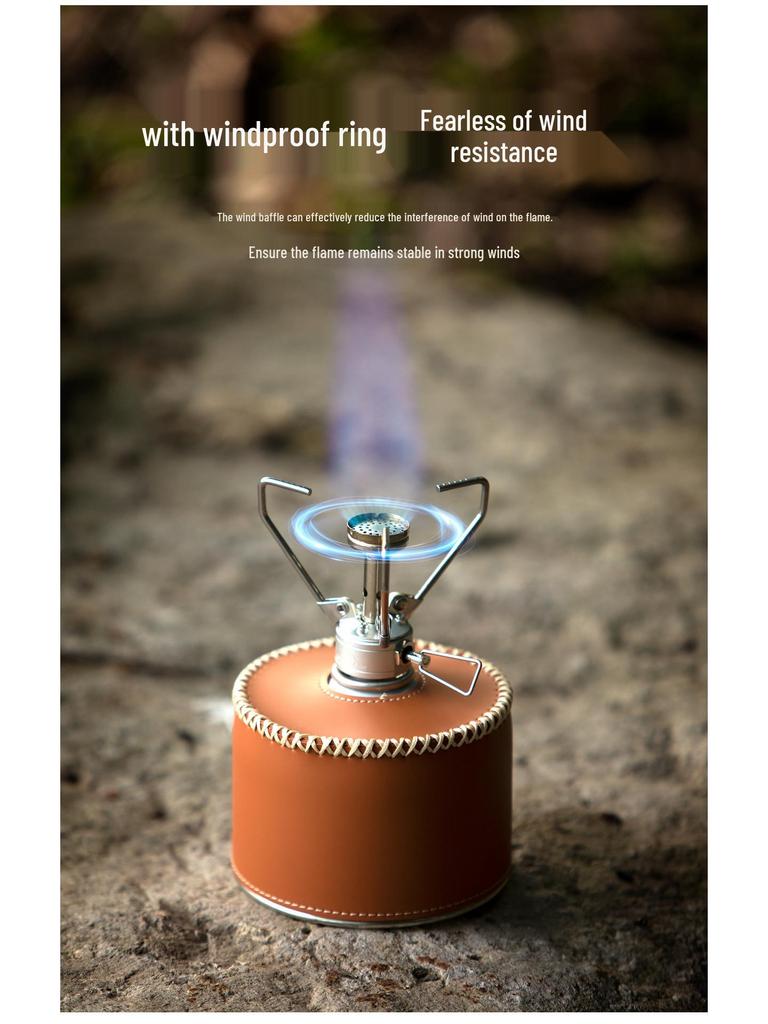 Mountain Guest Three-Leaf Portable Windproof Folding Gas Stove for Outdoor Camping and Tea Brewing