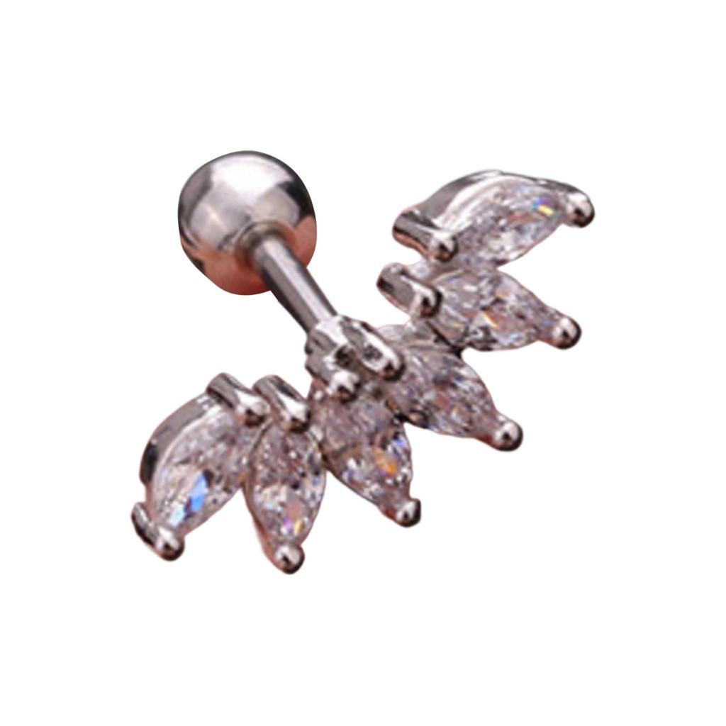 Boucles d'oreilles clous couronne à tige en acier titane et acier inoxydable avec zircon micro-pavé - Boucles d'oreilles mode à boule à vis pour bijoux de piercing occidental