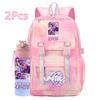 2Pcs/set Anime Cartoon Kpop Printed Backpack with 750Ml Water Bottler Large Capacity Travel Bag for Teenager Girl Boy Bookbag Kid Gift Rucksak