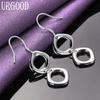 925 Sterling Silver Two Sided Round Dropped Earrings Fashion Jewelry