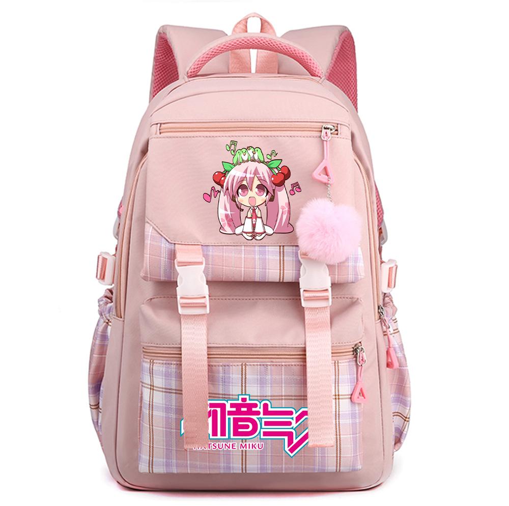 Cartoon Anime Hatsune Miku Printed Large Capacity Backpack for Teenger Student Bookbag Girl Boy Schoolbag Bookbag Women Waterproof Travel Bag
