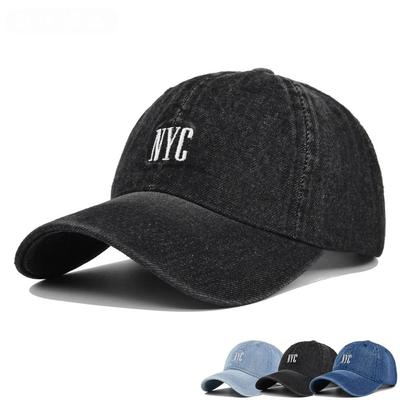 Adjustable NYC Embroidery Baseball Caps Casual Streetwear Hat Vintage Denim Cap  Unisex