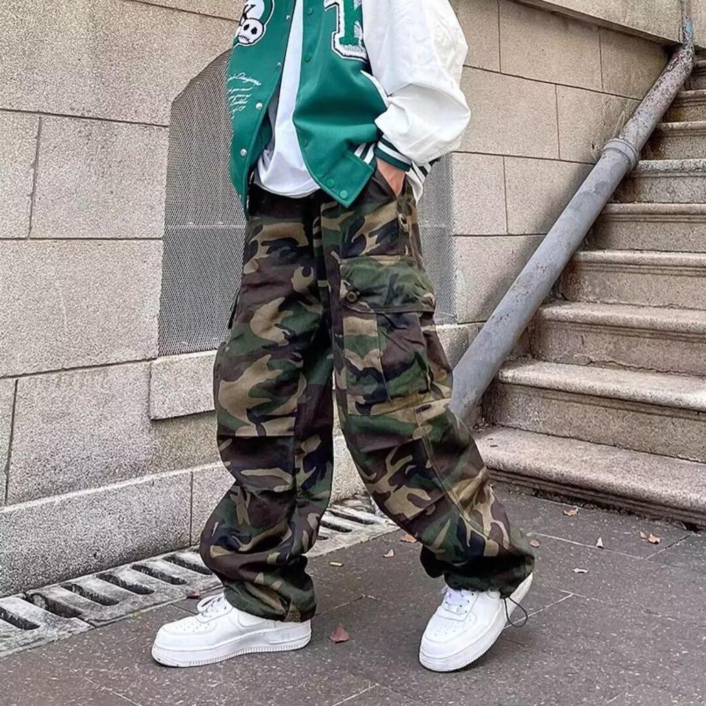 Unisex Camouflage Straight-Leg Pants - Spring/Summer Trendy Hip Hop Style