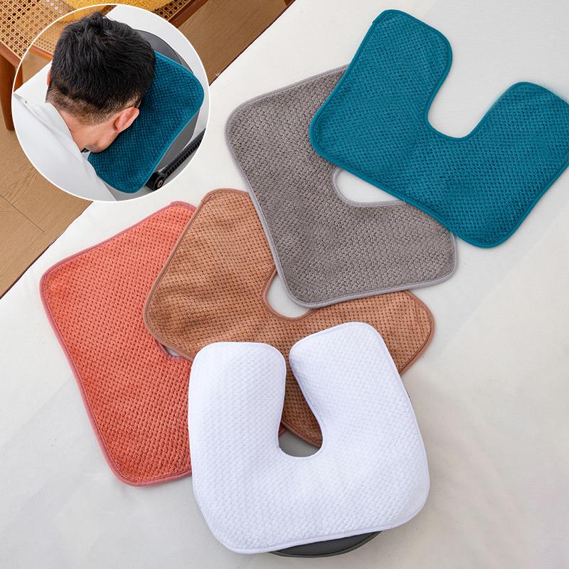 U-Shaped Facial Pillow with Coral Fleece Cover - Washable Headrest for SPA Salon & Home Facial Care