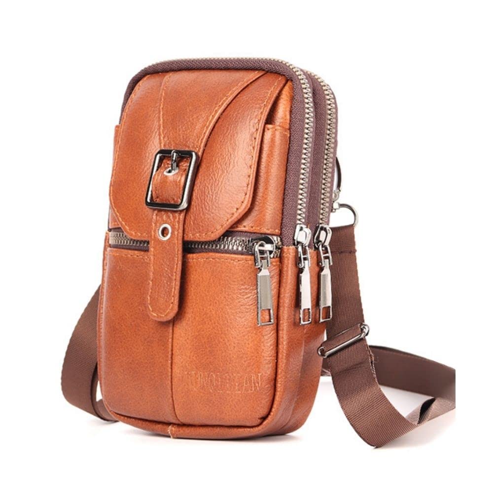

PLEAVIT Men s Leather Smartphone Shoulder Bag/Crossbody Bag in Brown