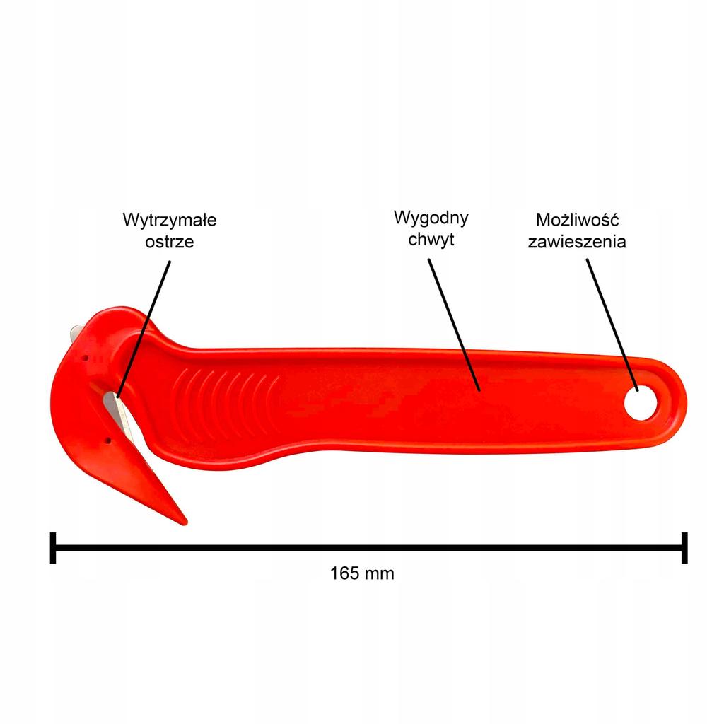 Safe Knife for Cardboard Boxes and Tape Red Flat