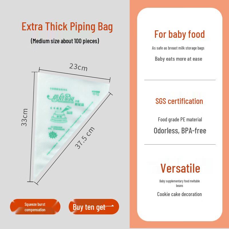 Zhaoran Disposable Thickened Piping Bags for Baby Food (100 Pcs)