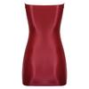 Women's Glossy Sheer Strapless Mini Dress Bodycon Sleeveless Tube Night Club Short Dress