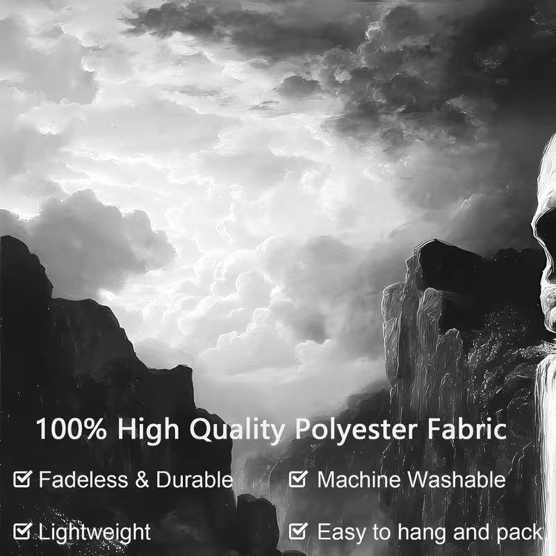 2D Black and White Skull Wall Tapestry Waterfall Background Cloth for Party & Home Decor