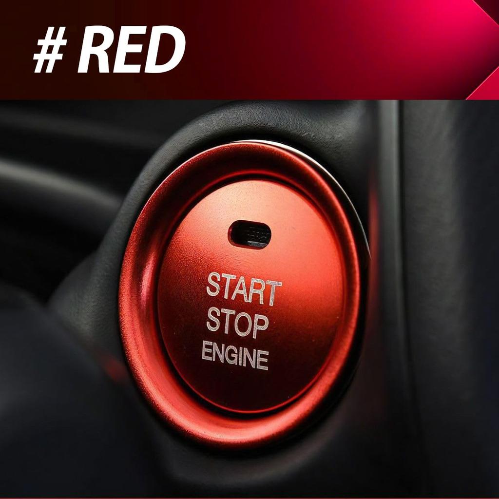 SKYBELL Engine Start Starter Button Cover Ring, 2 Piece Set, Mazda CX-3, Cx-4, Cx-5, Atenza, Etc. (Red)
