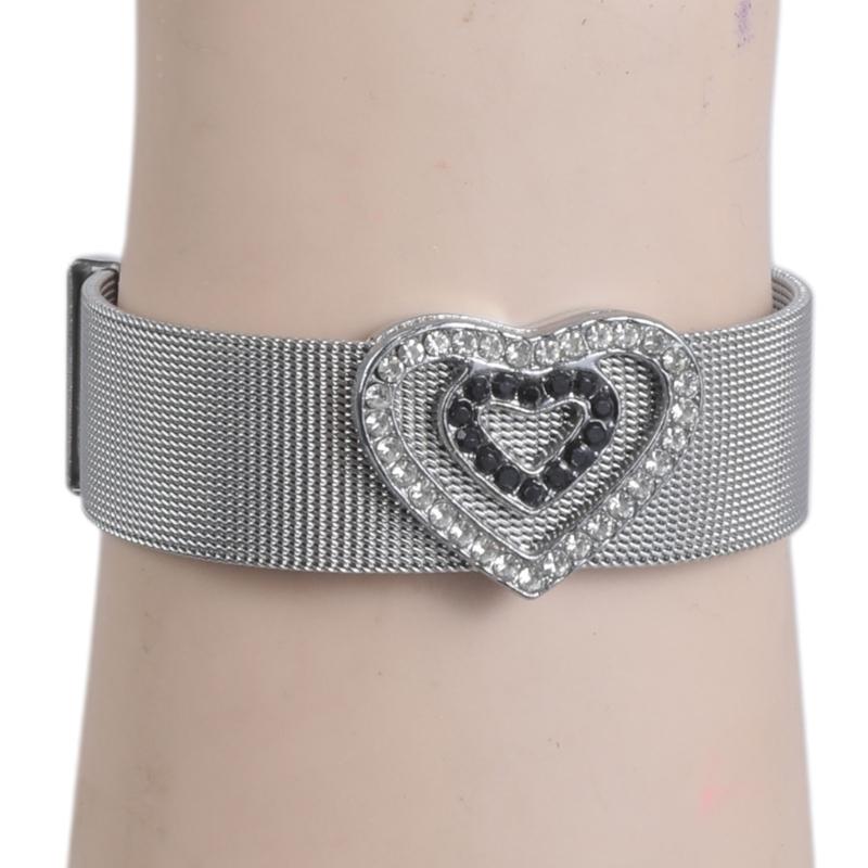 South Korea Niche Ins Love Rhinestone Strap Style Design Bracelet Silver Futuristic Cold Temperament Hand Jewelry