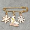 Winter Ice Skate & Snowflake Charm Brooch Golden Silvery Safety Pin for Women Skating Lover Jewelry
