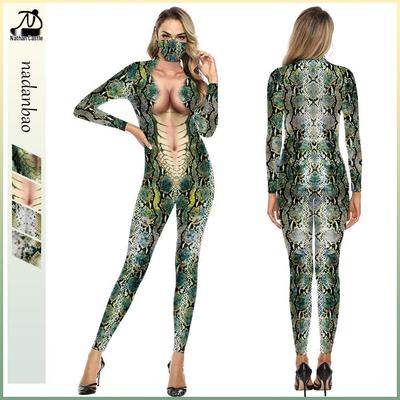 Salopetă Onesie cu Imprimeu 3D Piele de Șarpe Animal - Set cu Mânecă Lungă pentru Cuplu