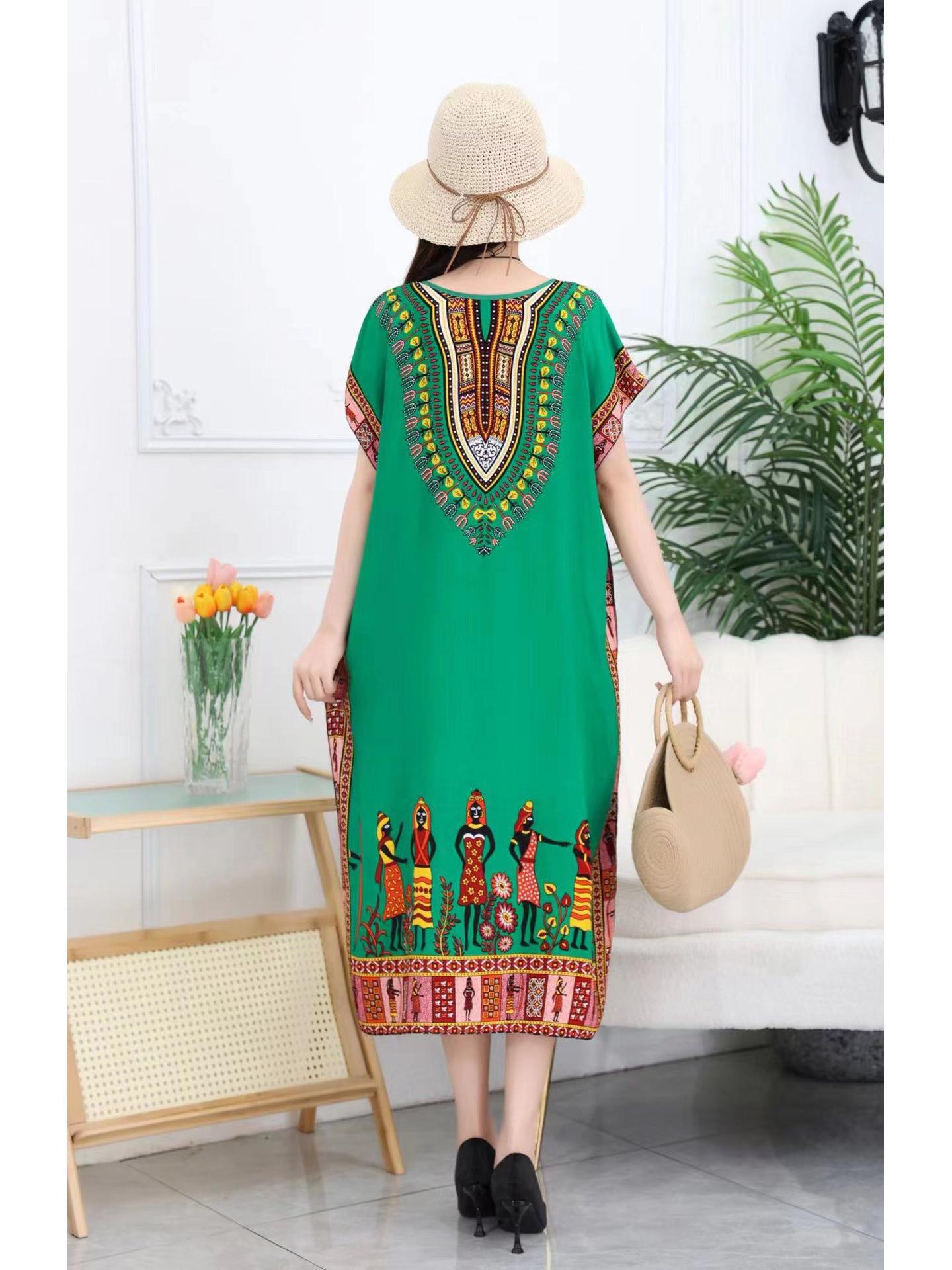 

Ximiyya Ethnic Cotton-Silk Summer Maxi Skirt for Mothers - Plus Size, Loose Fit, Beach/Vacation Wear. One Size