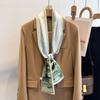 Spring and Summer Thin and Narrow Small Decoration with Suit Small Silk Scarf Women's Thin Fashion Korean Versatile Long Strip Long Scarf Printed Sca