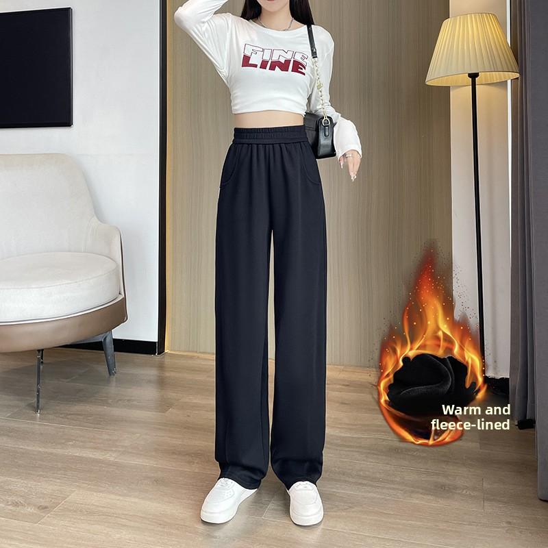 Plus Size Women's Pants 200mm Banana Sweatpants Autumn Winter Plus Size American Style Straight Fleece Narrow Wide Leg Pants