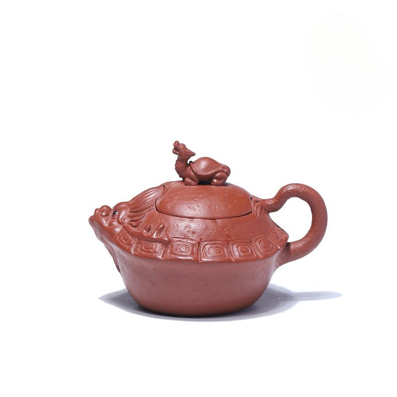 

190ml Yixing Purple Clay Teapots Master Handmade Longevity Turtle Pot Raw Ore Red Downhill Mud Kettle Chinese Zisha Tea Set Gift