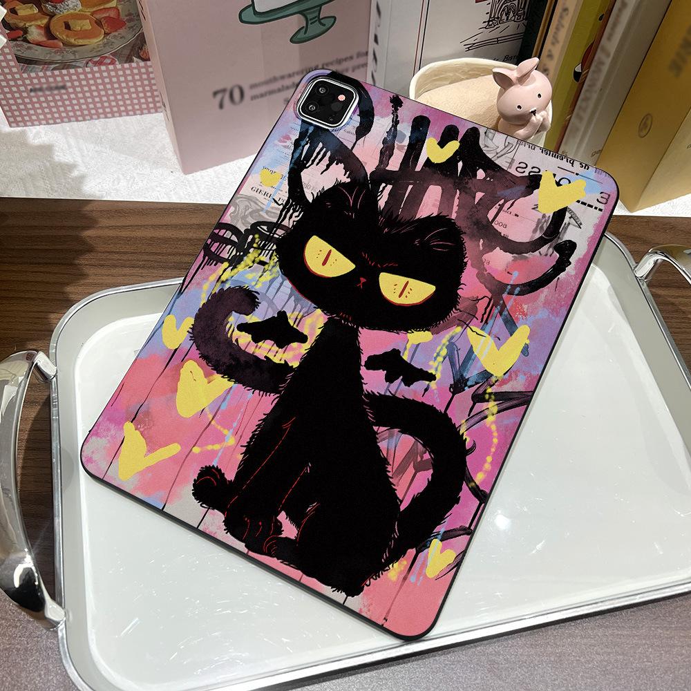 Suitable for Dark Cat Apple iPad 11-inch Protective Case Xiaomi Pad 6 Soft Case Samsung Tab S7 Light and Thin