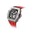 TSAR BOMBA Watch Business 50M Su Geçirmez İskelet Saat Şık Paslanmaz Çelik Tonneau Yüz Kol Saati Erkekler İçin Aydınlık Japon Hareketi Kırmızı Silikon