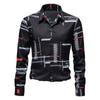 Men's Fashion Casual Long Sleeve Button Lapel Print Suit Shirt Top Blouse