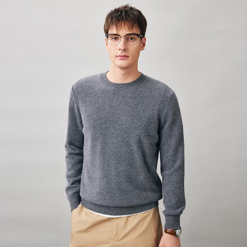 Men's 100% Wool Round Neck Thick Knitted Sweater