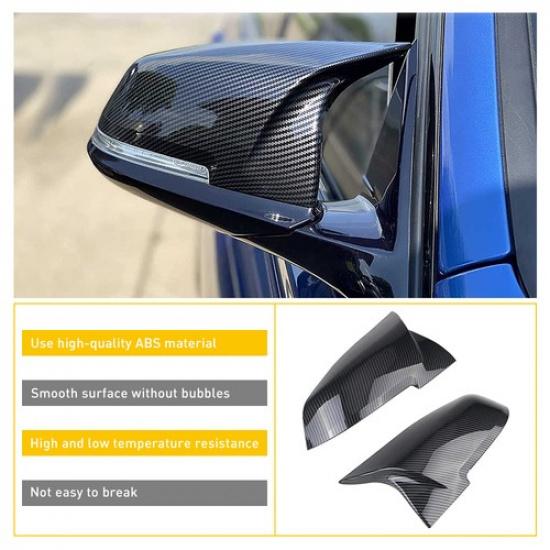 Carbon Fiber Black Rear Mirror Cover Caps for BMW F20 F21 F22 F30 F32 F36 X1 M3