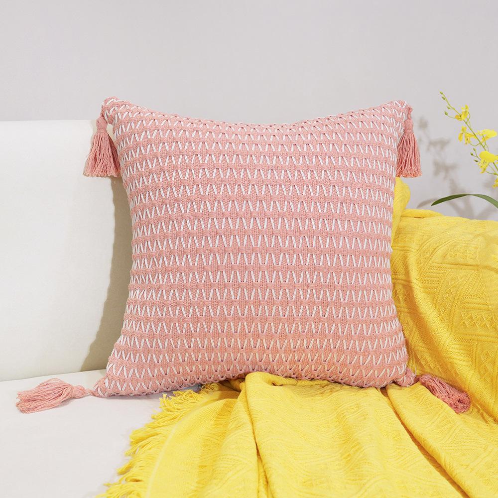 Pernă decorativă cu franjuri jacquard Nordic simplu îngroșat nisip husă de pernă