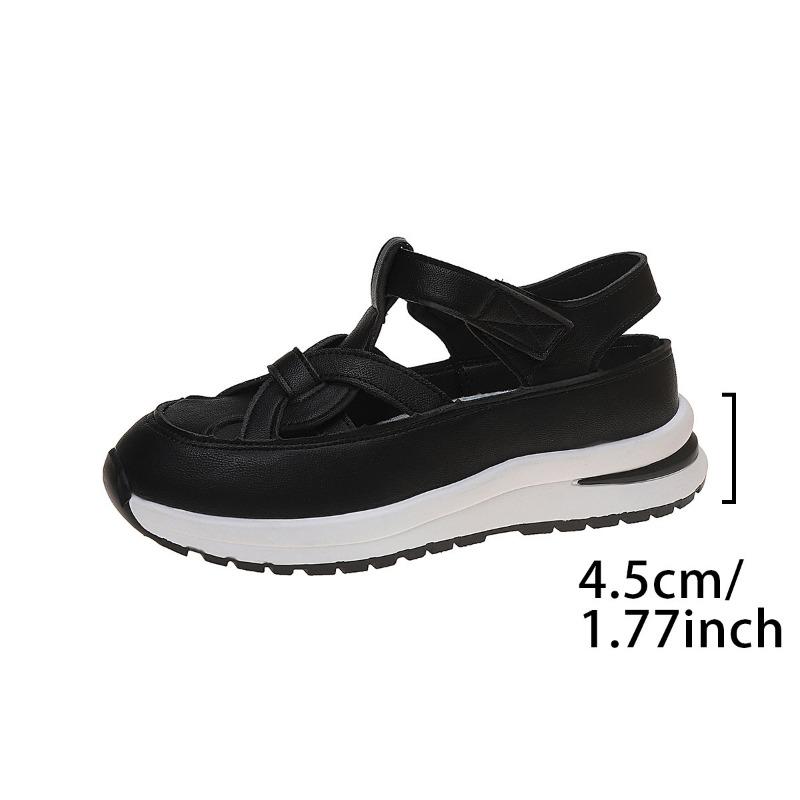 New Large Size Wedge Heel Sandals Women's Bag Head Hollow Breathable Women's Muffin Thick Sole Velcro Women's Sandals
