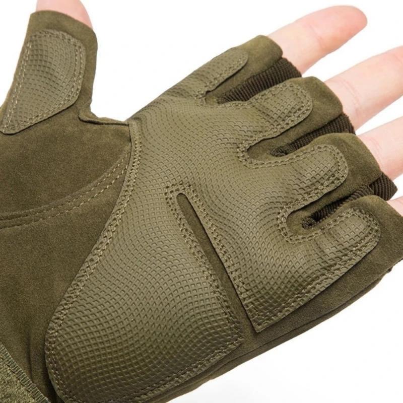 Men's Tactical Half Finger Gloves for Outdoor Cycling Riding Sports Anti-Slip Wear-Resistant Durable Hiking Fitness Training Summer Use