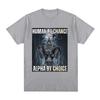 Human By Chance Alpha By Choice Wolf Funny Meme T Shirts Men's Casual Cotton Vintage Short Sleeve Oversized T-shirts Streetwear