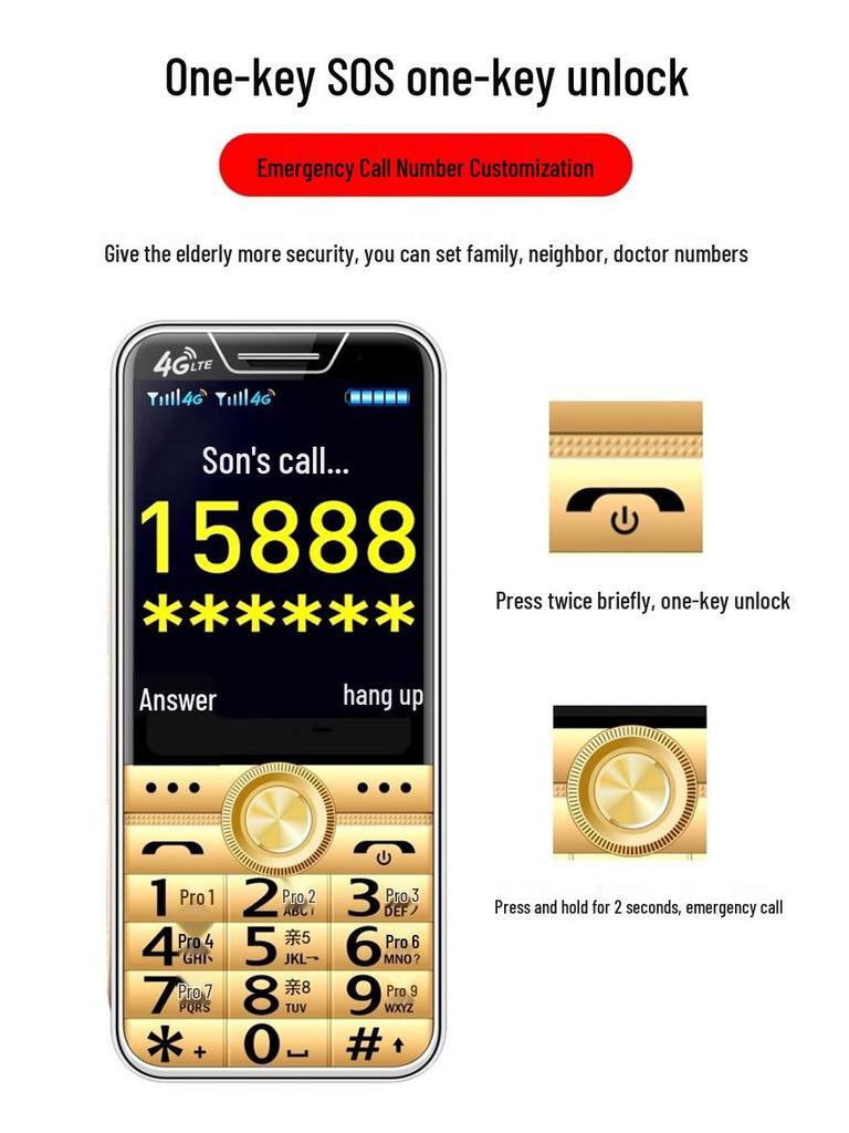 Telefono per anziani Unicom Telecom 5G/4G Tipo C Lunga durata in standby