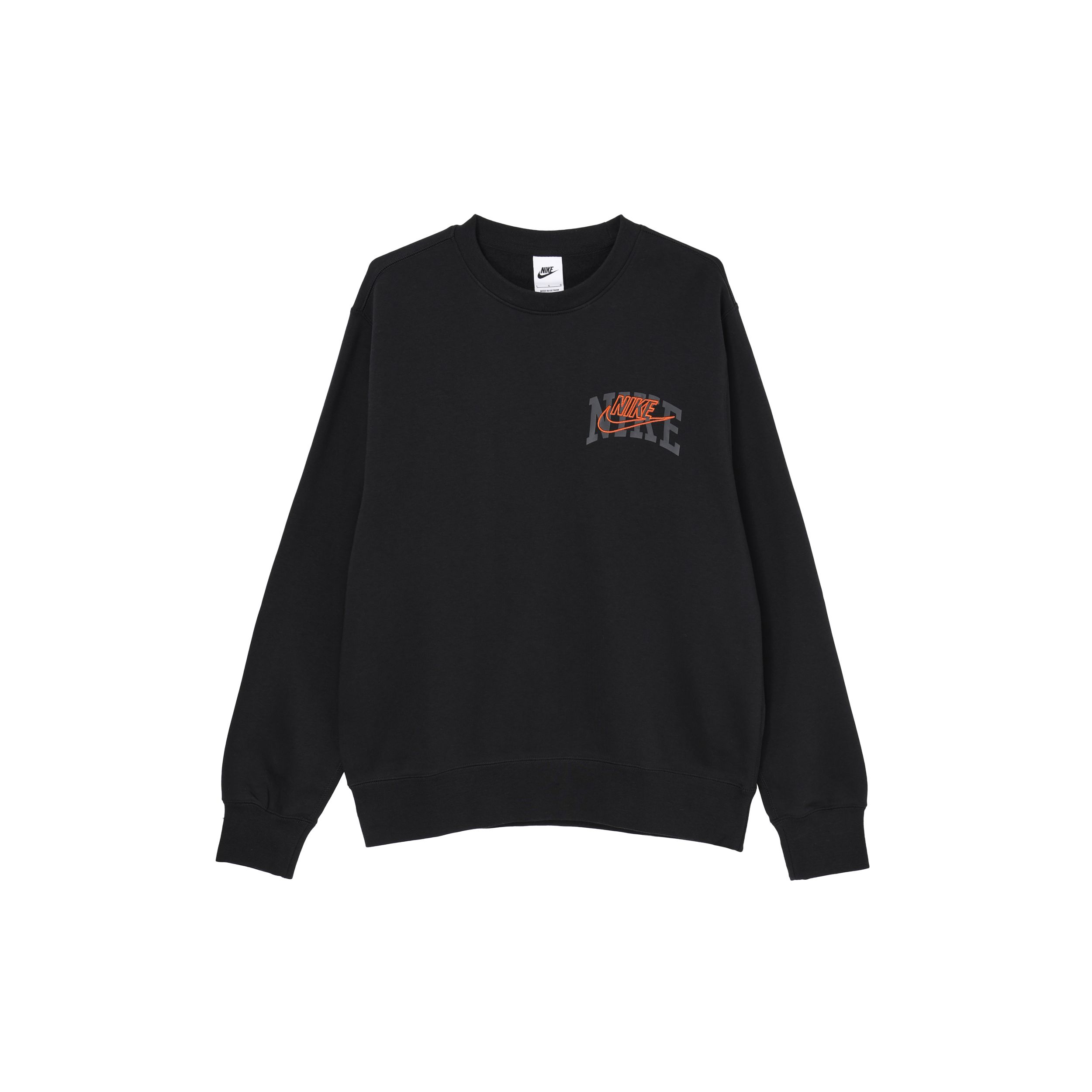 Nike Men's Black Club Fleece Embroidered Logo Crew Neck Sweatshirt Tops Fv4446-010 Cm