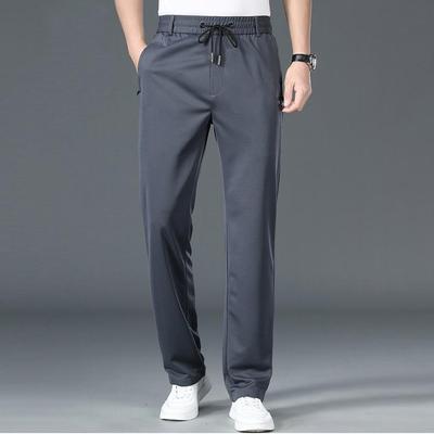 Vīriešu pavasara un rudens plašas, lielizmēra, taisnas, elastīgas bikses, jauniešu, biznesa, ikdienas, viendabīgas krāsas bikses